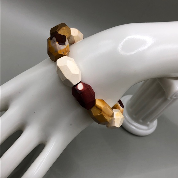 Faceted polished natural mookite stone bead roll on bracelet boho 6.5-7 layer. - Picture 5 of 5